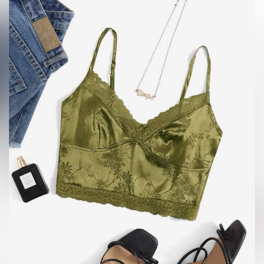 Beautiful green satin crop top